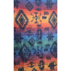 Vintage Biederlack Fleece Blanket Tribal Southwestern Aztec Festival Stadium Zip